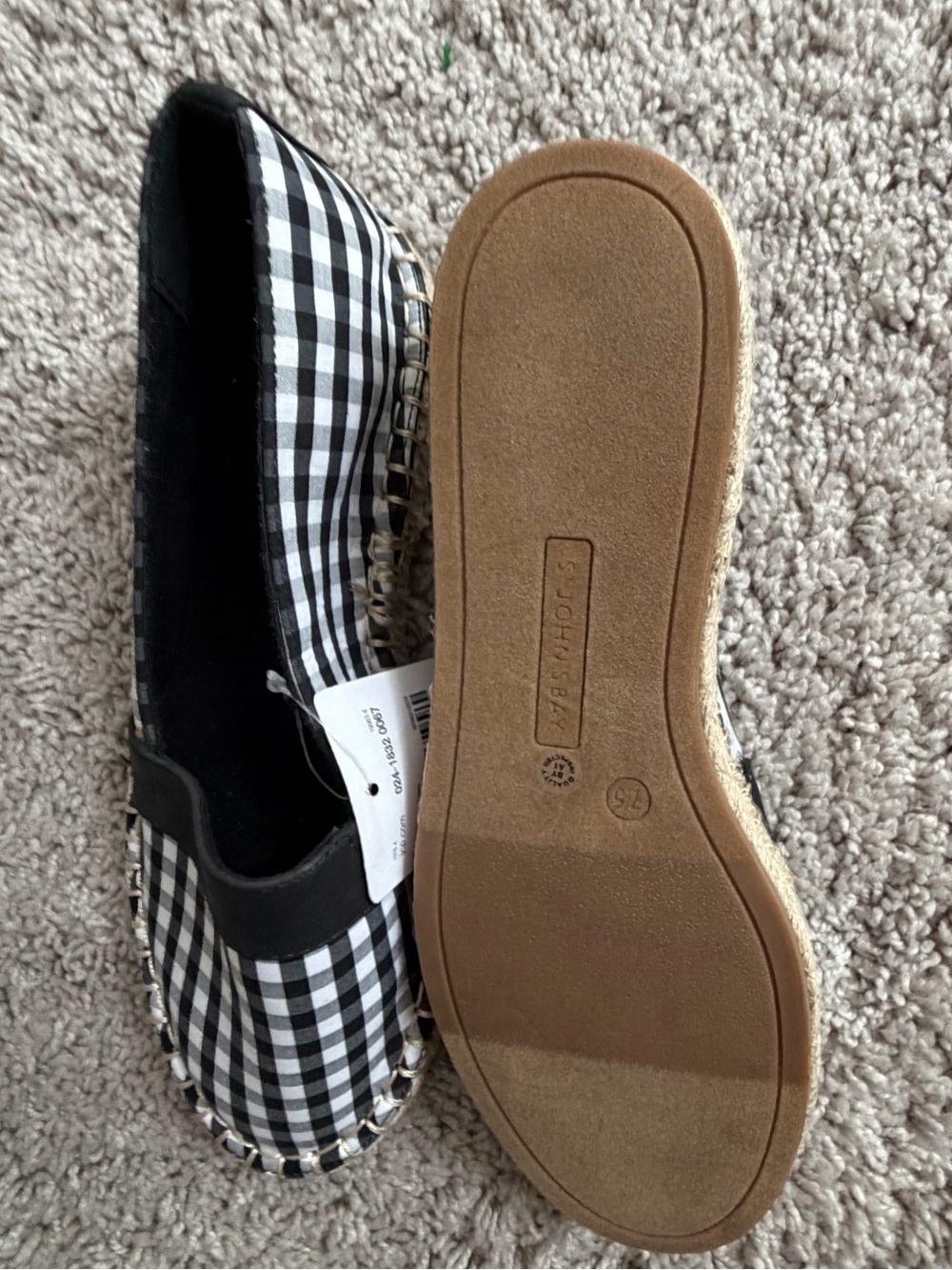 St. John's Bay Marlee Women's Black White Gingham Size 7.5 - Picture 5 of 7